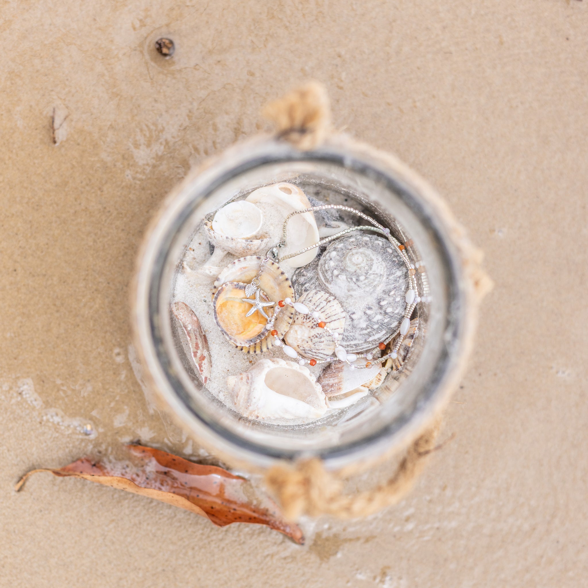 Intuitive Charms Coralia's Song Carnelian Braided natural Crystal beaded custom necklace in silver clasp extension in a jar