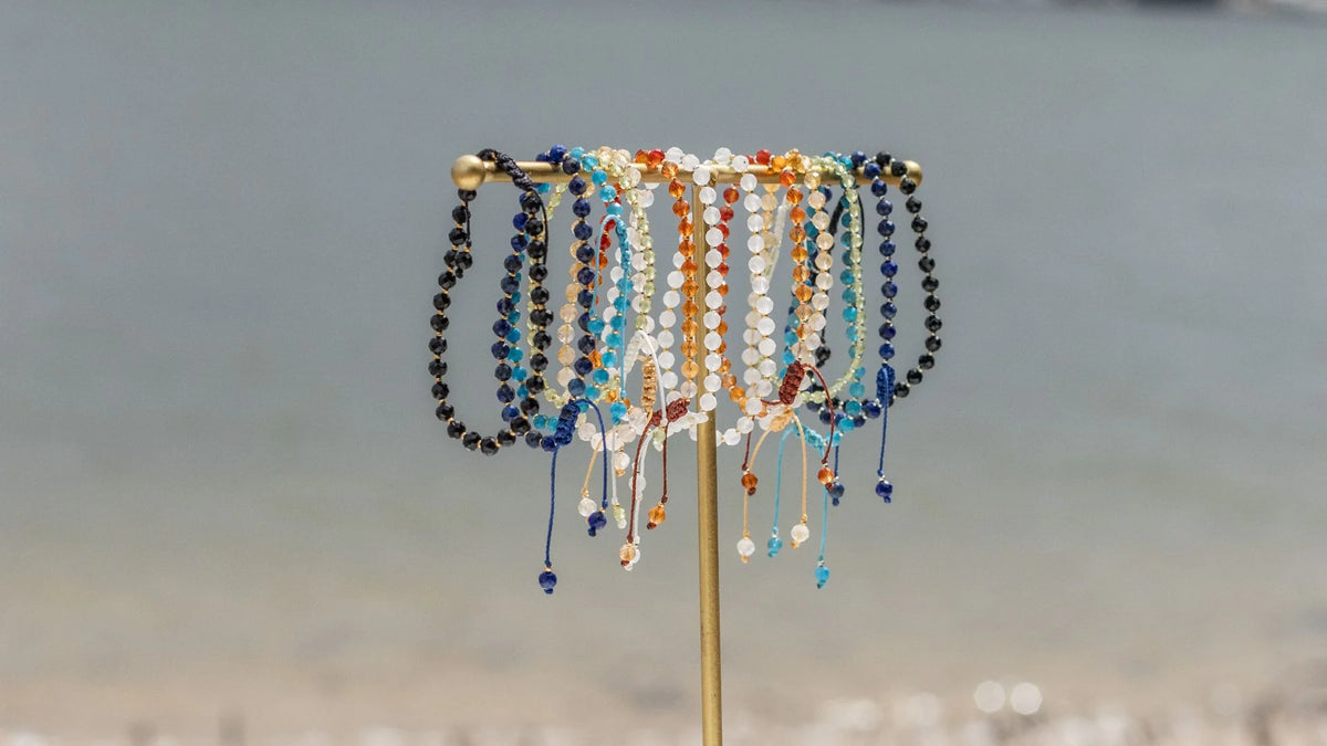 Intuitive Charms Crystal natural beaded custom bracelet on the beach