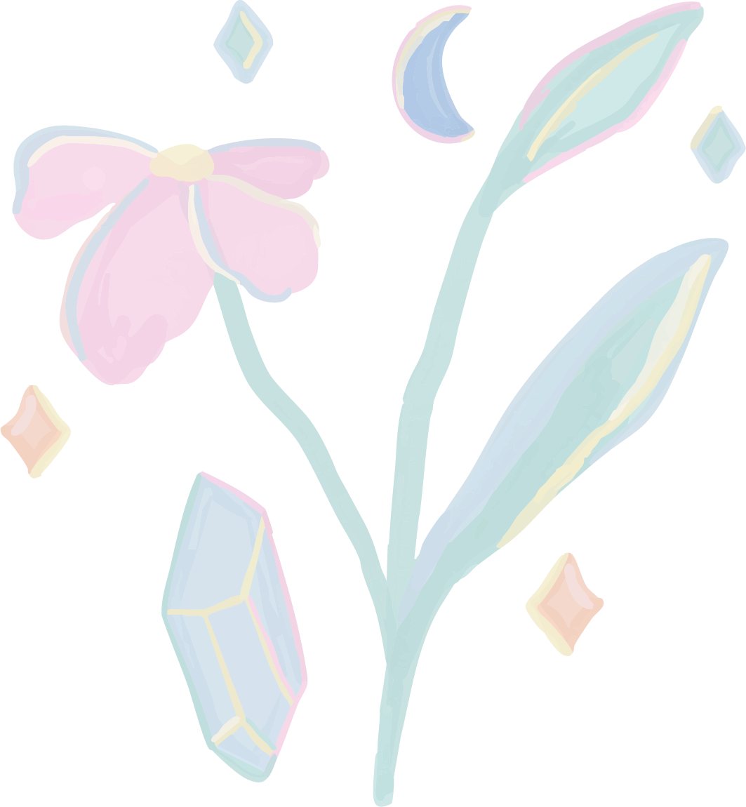 intuitive charms illustration flower with crystal and stars